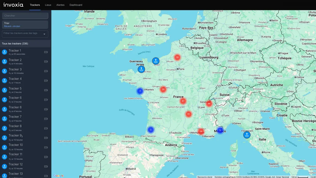 Invoxia Tracking Hub fleet overview