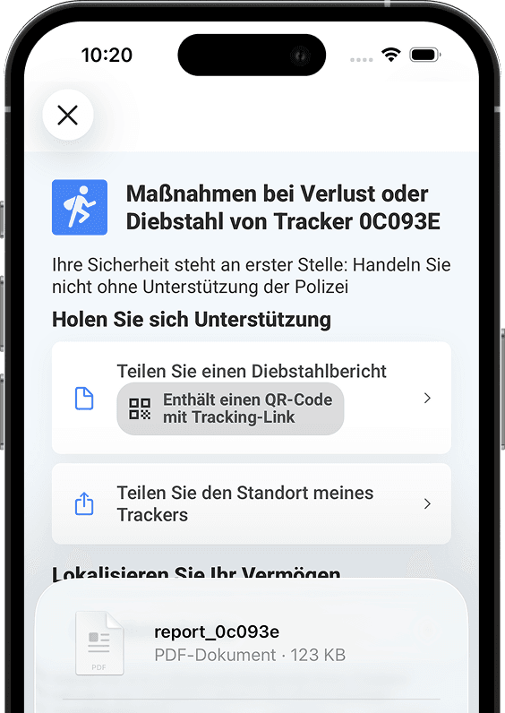 Diebstahlakte in der Invoxia App