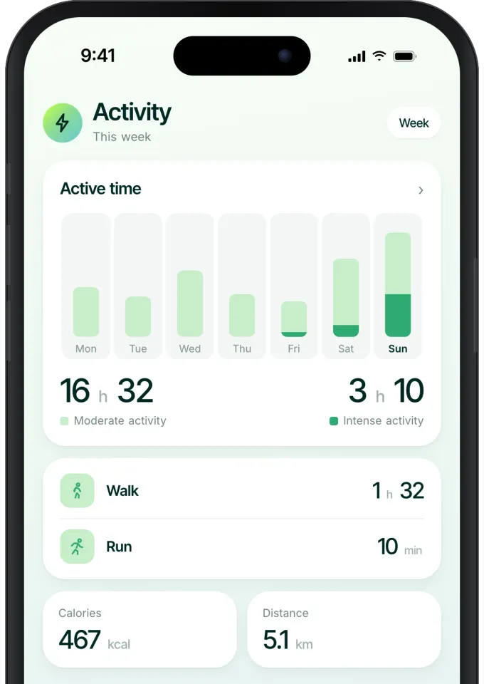 Activity tracking in the English-language Invoxia app
