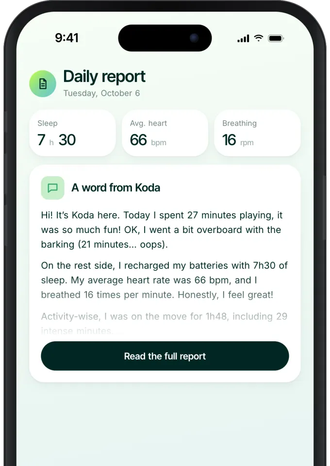 Health report in the English-language Invoxia app