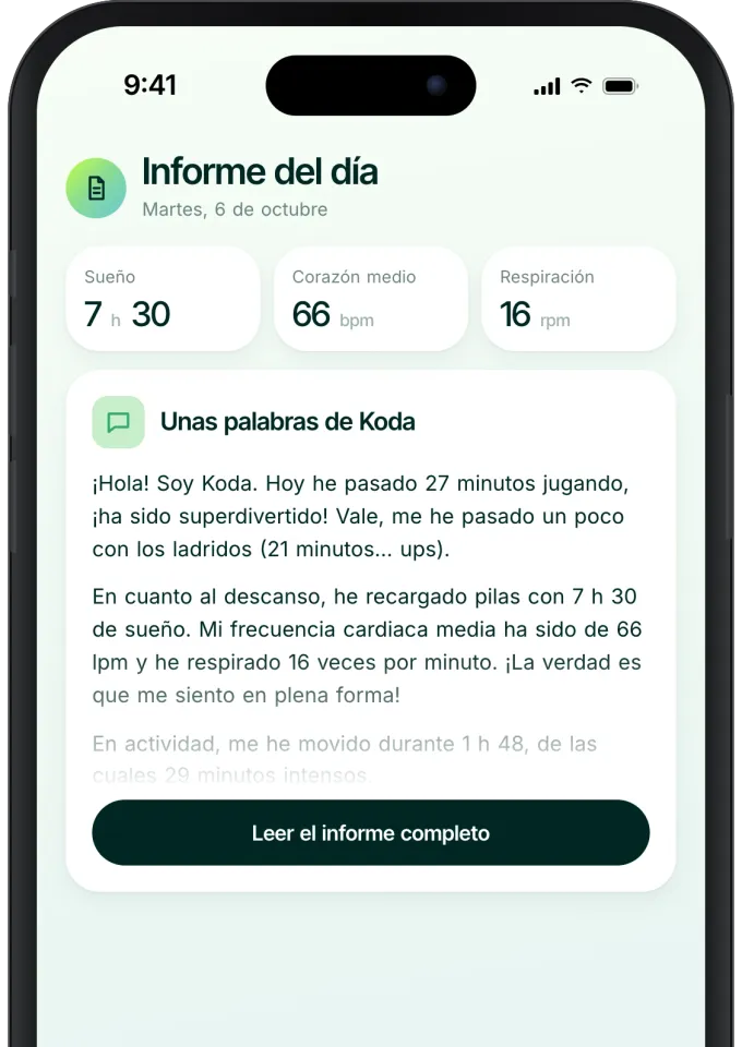 Informe de salud en la aplicación Invoxia en español