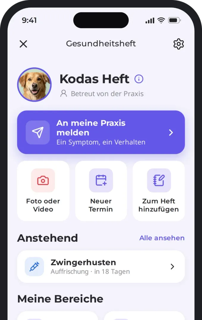 Startseite des Gesundheitshefts in der Biotracker-App