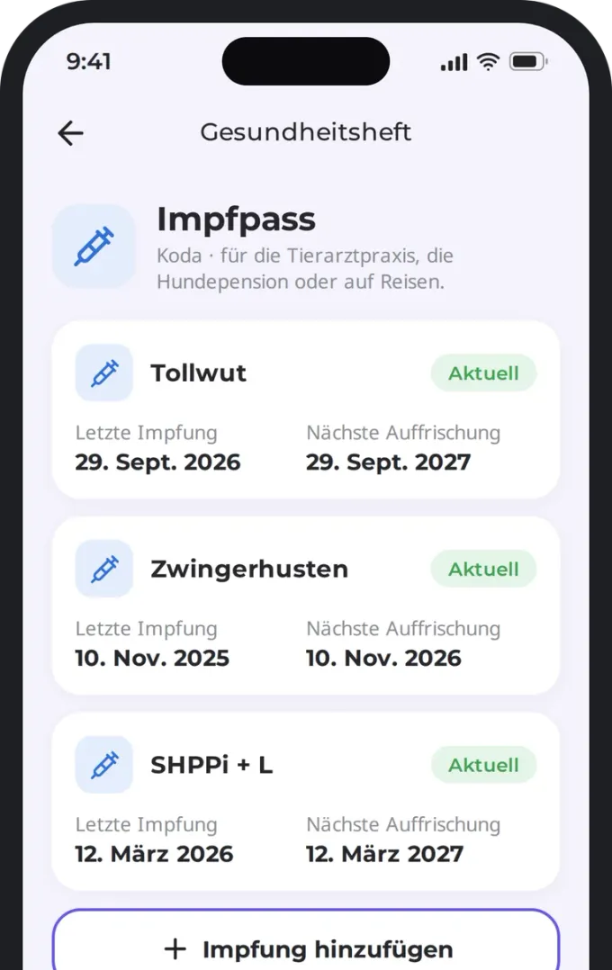 Impfpass mit den Daten der nächsten Auffrischung