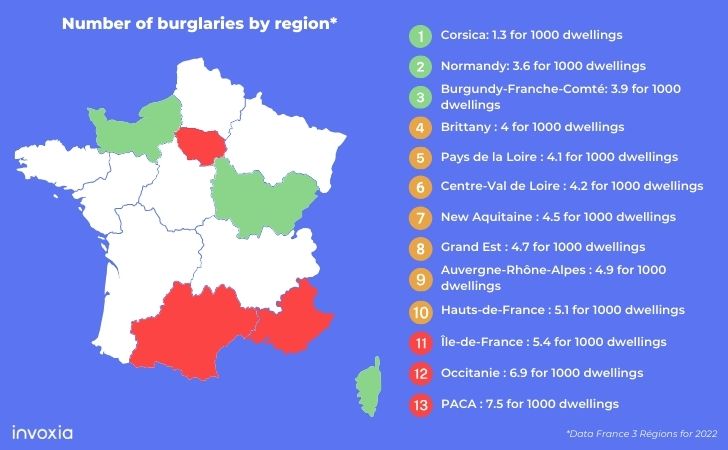 Robo: mapa de las regiones más afectadas por los robos en Francia