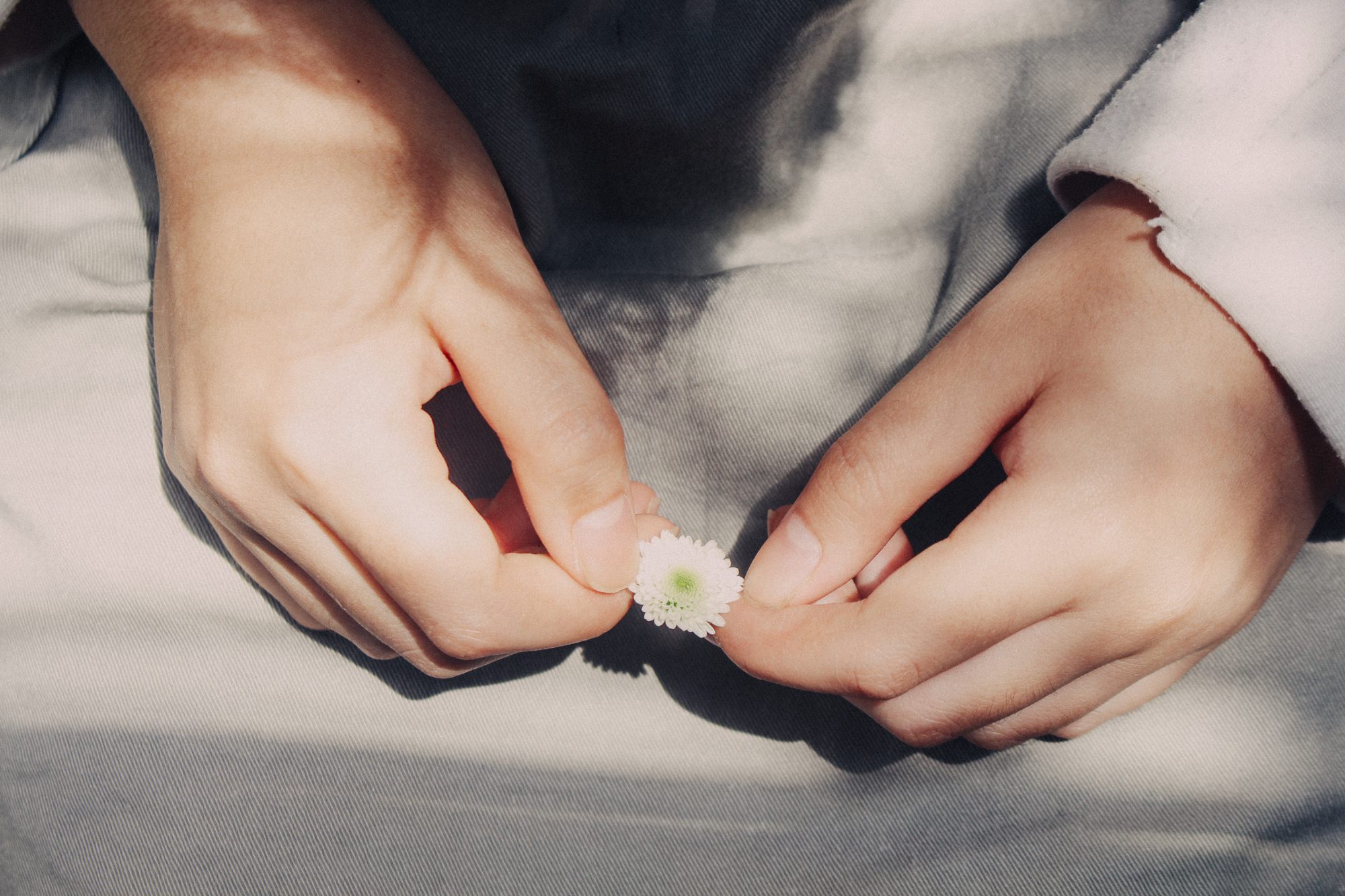 a person holding a small object