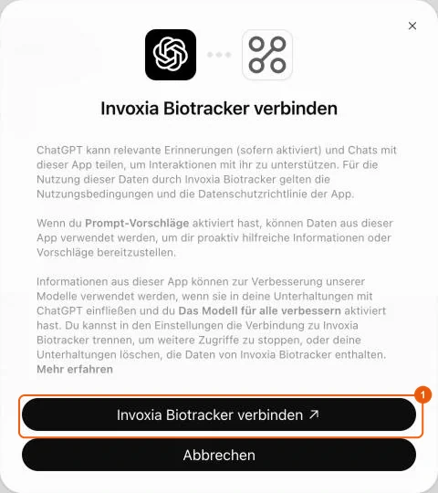 Fenster Invoxia Biotracker verbinden in ChatGPT