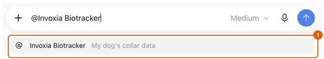 Calling the Invoxia Biotracker plugin with @ in ChatGPT