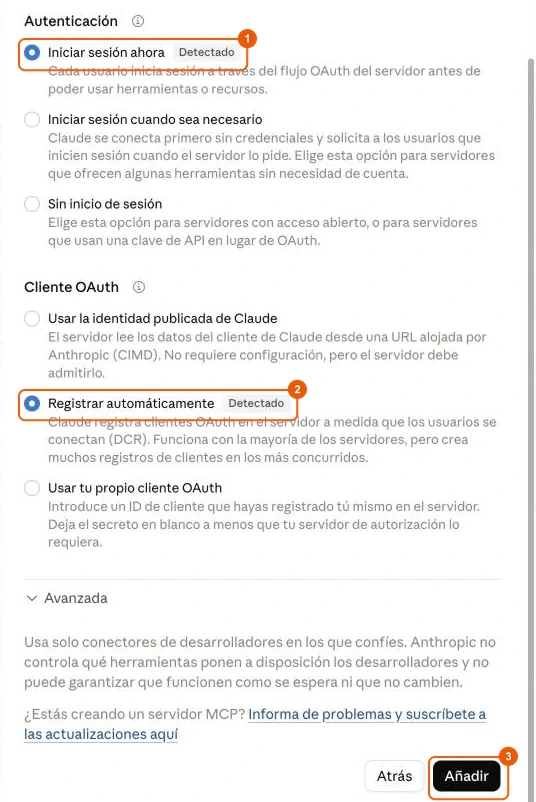 Configuración de autenticación del conector Invoxia Biotracker en Claude