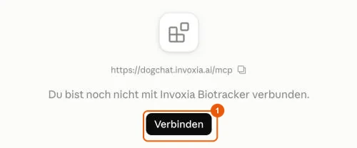 Schaltfläche Verbinden des Konnektors Invoxia Biotracker in Claude