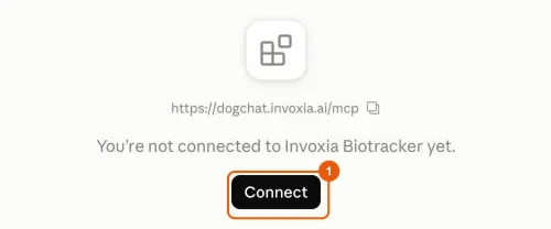 Connect button for the Invoxia Biotracker connector in Claude