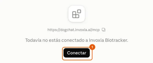 Botón Conectar del conector Invoxia Biotracker en Claude