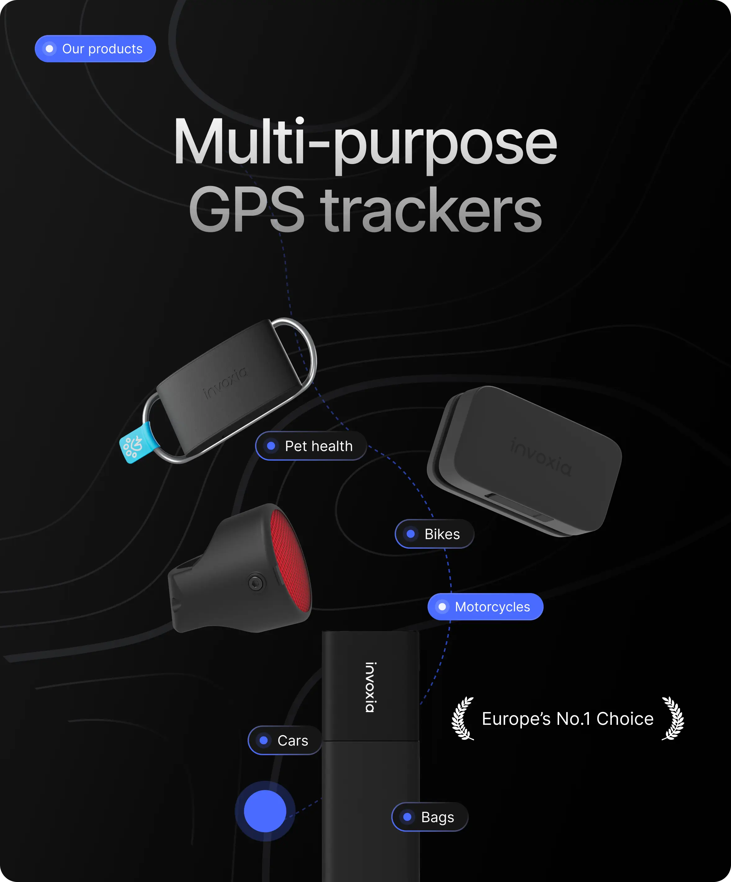 Invoxia GPS tracker range